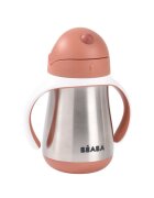BEABA Cana cu pai din inox 250 ml Terracotta