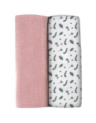 BEABA Set 2 museline bumbac 120x120 cm Bridal PinkFlowery Countryside