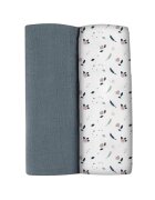 BEABA Set 2 museline bumbac 120x120 cm Stormy WeatherSpring Flower