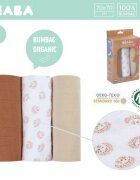 BEABA Set 3 museline bumbac organic 70x70 cm Herisson Marron
