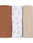 BEABA Set 3 museline bumbac organic 70x70 cm Herisson Marron