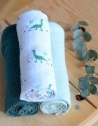 BEABA Set 3 museline bumbac organic 70x70 cm jurassic green