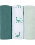 BEABA Set 3 museline bumbac organic 70x70 cm jurassic green