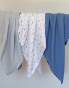 BEABA Set 3 museline bumbac organic 70x70 cm paris blue