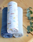 BEABA Set 3 museline bumbac organic 70x70 cm paris blue