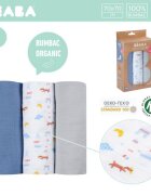 BEABA Set 3 museline bumbac organic 70x70 cm paris blue