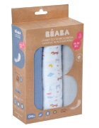 BEABA Set 3 museline bumbac organic 70x70 cm paris blue