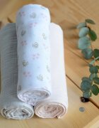 BEABA Set 3 museline bumbac organic 70x70 cm swan pink