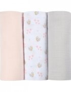 BEABA Set 3 museline bumbac organic 70x70 cm swan pink
