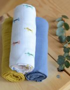 BEABA Set 3 museline bumbac organic 70x70 cm teckel beige