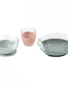 BEABA Set de masa 3 piese din sticla Duralex cu suport antiaderent Eucalyptus