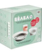 BEABA Set de masa 3 piese din sticla Duralex cu suport antiaderent Eucalyptus