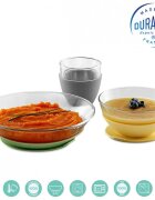 BEABA Set de masa 3 piese din sticla Duralex cu suport antiaderent Yellow