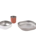 BEABA Set de masa din otel inoxidabil 4 piese Terracotta