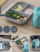 BEABA Set de masa silicon cu cana Blue