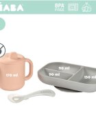 BEABA Set de masa silicon cu cana Old Pink