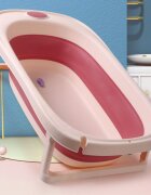 Bebe Royal Cadita pliabila pentru bebelusi Beberoyal Roz 81 cm cu termometru digital si dop de scurgere