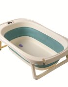 Bebe Royal Cadita pliabila pentru bebelusi Beberoyal Turcoaz 81 cm cu termometru digital si dop de scurgere