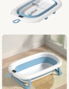 Bebe Royal Cadita pliabila pentru bebelusi Blue 76 cm cu termometru digital si dop de scurgere