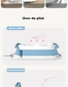 Bebe Royal Cadita pliabila pentru bebelusi Blue 76 cm cu termometru digital si dop de scurgere