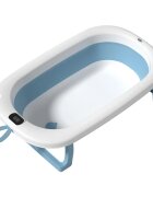 Bebe Royal Cadita pliabila pentru bebelusi Blue 76 cm cu termometru digital si dop de scurgere