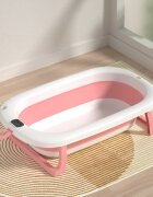Bebe Royal Cadita pliabila pentru bebelusi Roz 76 cm cu termometru digital si dop de scurgere