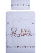 Bebe Royal Lenjerie din bumbac cu 3 piese 120x60 cm fete de schimb Beberoyal Teddy BearHearts Alb