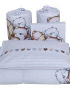 Bebe Royal Lenjerie din bumbac cu 4 piese pentru saltea 120x60 cm Beberoyal Teddy BearHearts Alb