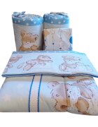 Bebe Royal Lenjerie din bumbac cu 5 piese pentru saltea 140x70 cm Beberoyal BearsRabbit Albastru