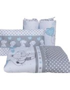 Bebe Royal Lenjerie din bumbac cu 6 piese pentru saltea 120x60 cm Beberoyal Love Elephants Blue