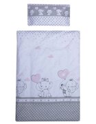 Bebe Royal Lenjerie din bumbac cu 6 piese pentru saltea 120x60 cm Beberoyal Love Elephants Roz