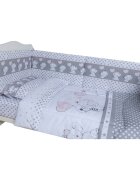 Bebe Royal Lenjerie din bumbac cu 6 piese pentru saltea 120x60 cm Beberoyal Love Elephants Roz