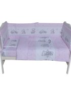 Bebe Royal Lenjerie din bumbac cu 7 piese pentru saltea 120x60 cm Beberoyal BearsToys Roz