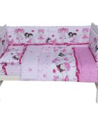 Bebe Royal Lenjerie din bumbac cu 7 piese pentru saltea de 140x70 cm Beberoyal Dancing Girls Roz