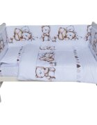 Bebe Royal Lenjerie din bumbac cu 7 piese pentru saltea de 140x70 cm Beberoyal Teddy BearHearts Alb