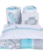 Bebe Royal Lenjerie din bumbac cu 8 piese pentru saltea 120x60 cm Beberoyal ElefantBirds Blue