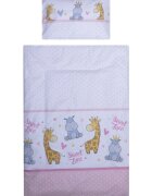 Bebe Royal Lenjerie din bumbac cu 8 piese pentru saltea 120x60 cm Beberoyal HippoGiraffe Roz