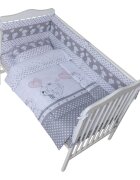 Bebe Royal Lenjerie din bumbac cu 8 piese pentru saltea 120x60 cm Beberoyal Love Elephants Roz