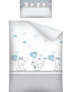 Bebe Royal Lenjerie patut cu 3 piese 120x60 cm Elefant cu balon inima albastra