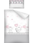 Bebe Royal Lenjerie patut cu 3 piese 120x60 cm Elefant cu balon inima roz