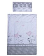 Bebe Royal Lenjerie patut cu 3 piese 120x60 cm fete de schimb Elefant cu balon inima roz