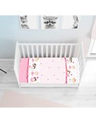 Bebe Royal Lenjerie patut cu 4 piese 120x60 cm Balerina fond roz