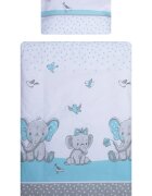 Bebe Royal Lenjerie patut cu 7 piese 120x60 cm Elefant albastru