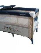 Bebe Royal Patut Little Friend albastru pliabil cu masuta de infasat usita cu fermoar roti cu sistem de blocare geanta de transport