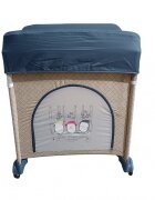Bebe Royal Patut Little Friend albastru pliabil cu masuta de infasat usita cu fermoar roti cu sistem de blocare geanta de transport