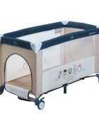 Bebe Royal Patut Little Friend albastru pliabil cu masuta de infasat usita cu fermoar roti cu sistem de blocare geanta de transport