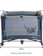 Bebe Royal Patut pliabil cu 2 nivele si laterala culisanta Dreaming Bear albastru