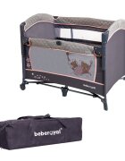 Bebe Royal Patut pliabil cu 2 nivele si laterala culisanta Dreaming Bear roz