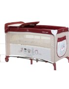 Bebe Royal Patut pliabil Little Friend Rosu pliabil cu masuta de infasat usita cu fermoar roti cu sistem de blocare geanta de transport