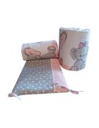 Bebe Royal Set 2 aparatori laterale din bumbac pentru patut 120x60 cm Beberoyal ElefantBirds Pink